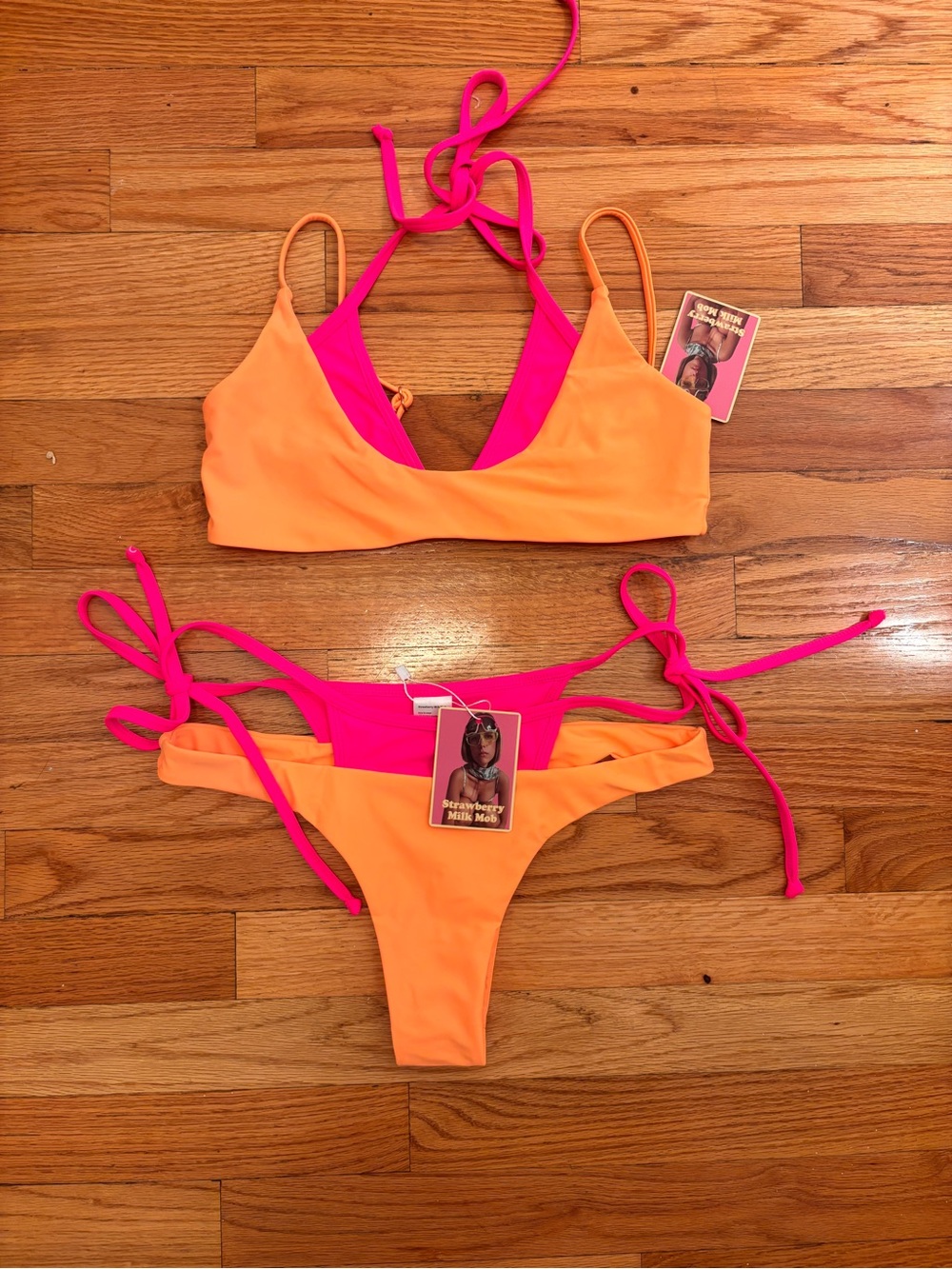 Strawberry milk mob two toned Bikini